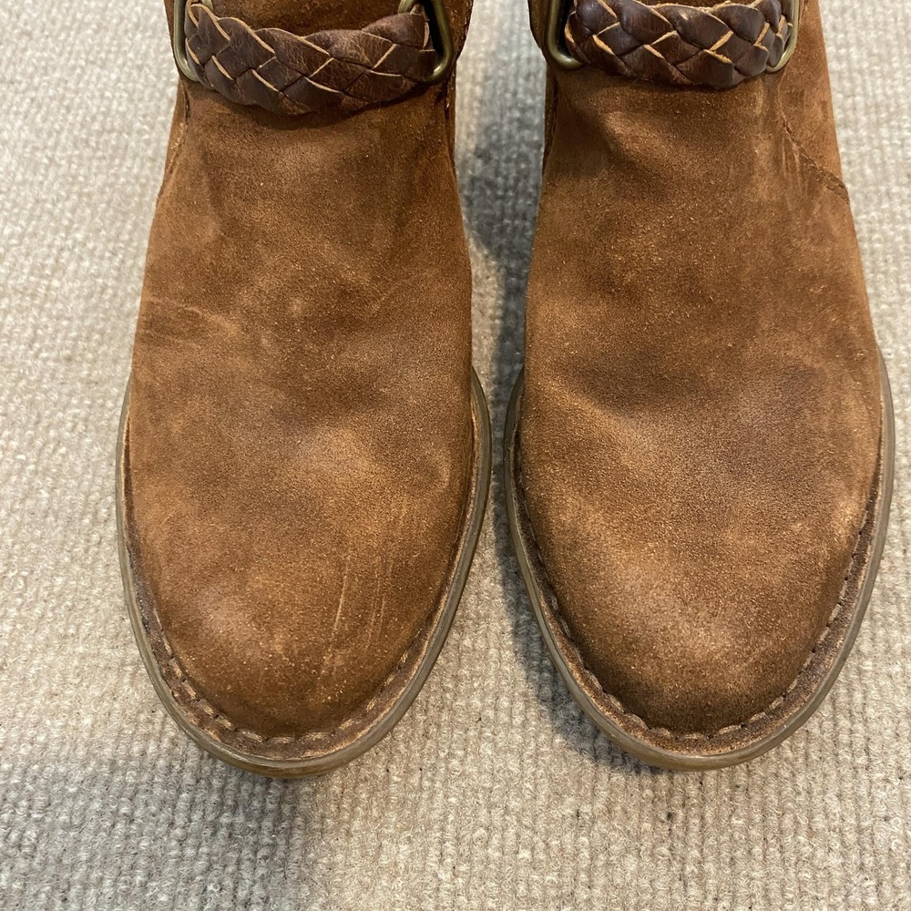 Born Booties Womens Size 6.5 Brown Suede Ankle Zip Buckle Low Heel F13726 - Picture 5 of 11